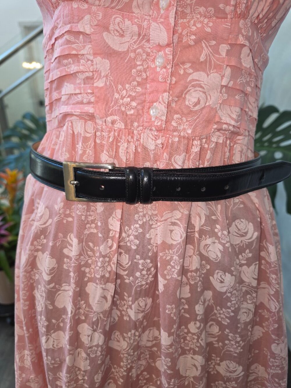 Brown Non-Leather Belt Double Loops with Silver-tone Buckle Medium